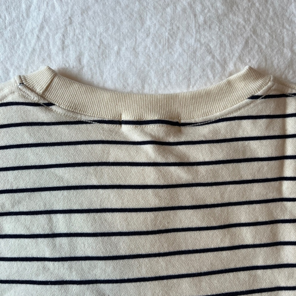 perfectwhitetee Cream and Black Striped Sweatshirt - Picture 6 of 9